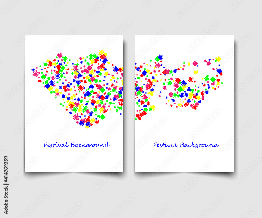 Fototapeta premium Set of two vector templates with multicolored glitter on a white background.