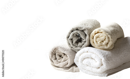 Towel in roll of white and grayscale isolated on white background