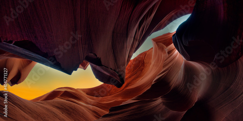 panoramic Antelope Canyon near page, arizona, united states of america - abstract background. 