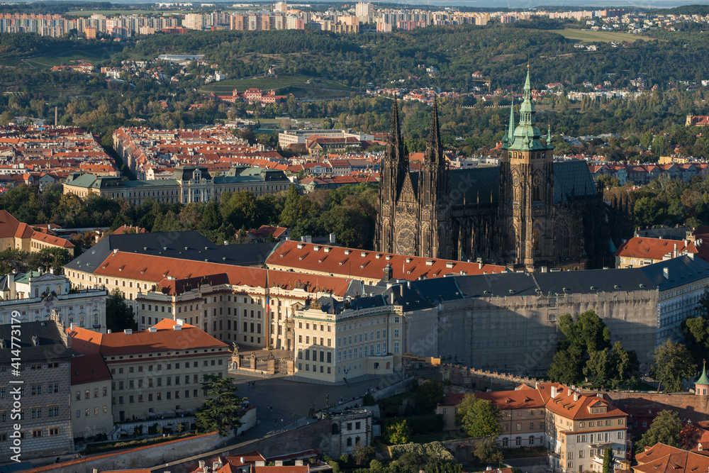 View on St. Vitus Cathedrale and Prague castel under renovation.