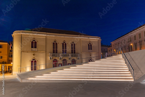 Night vie of Croatian national theatre in Sibenik, Croatia photo