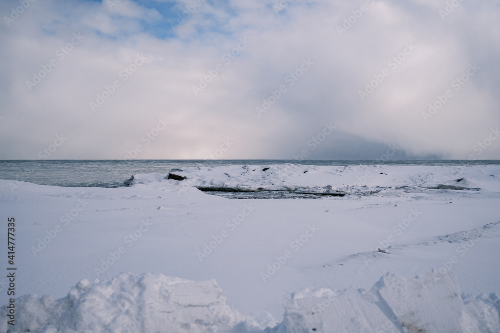 landscape with snow
Lake Michigan frozen in a cold Chicago winter