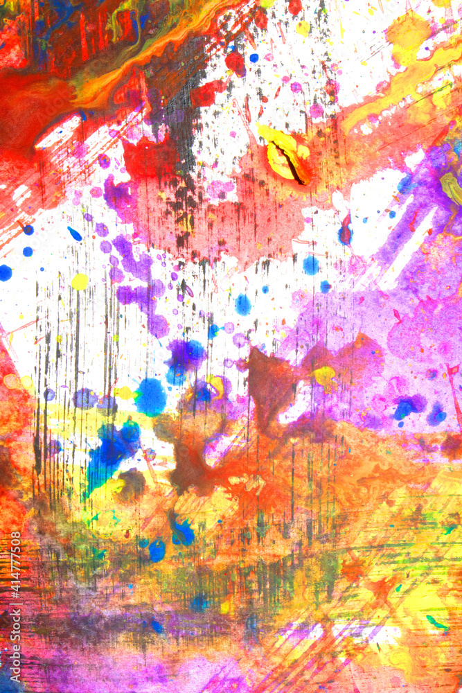 Obraz premium Vibrant Abstract Watercolour and Acrylic Painting Like Marble