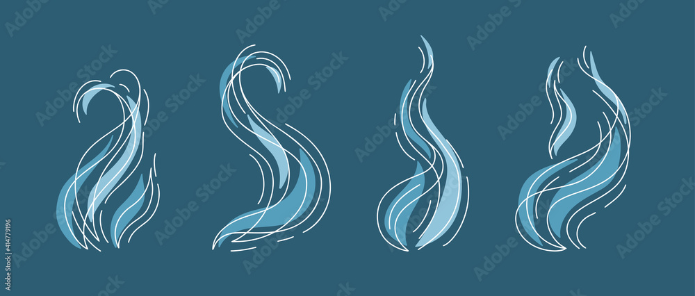 Smoke or Aroma Steam Line Icons Set. Smell Wave Line Symbols. Blue White Fume Vector illustration
Smoke or Aroma Steam Line Icons Set. Smell Wave Line Symbols. Blue White Fume Vector illustration