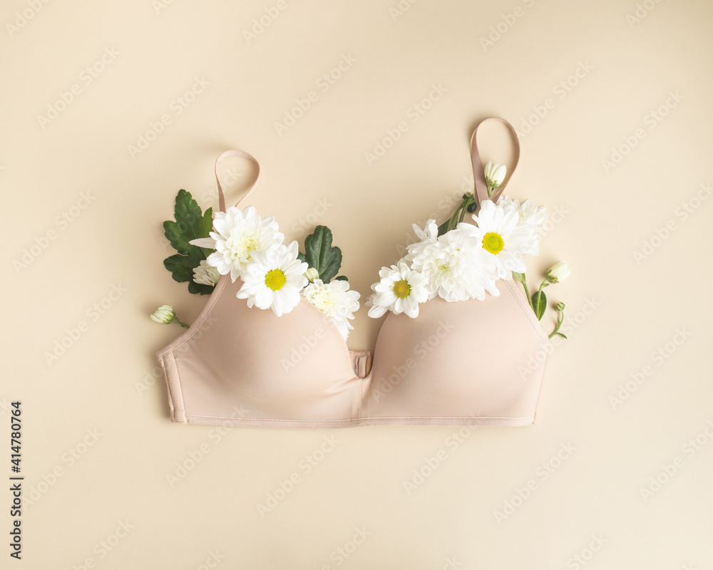 Composition with gentle colors. Bra with white flowers. Composition with gentle colors. Bra with white flowers.