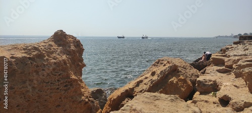KARACHI, PAKISTAN - FEBRUARY 17, 2021: IMAGE TAKEN OF THE BEAUTIFUL SEA DURING DAY TIME IN KARACHI PAKISTAN. photo