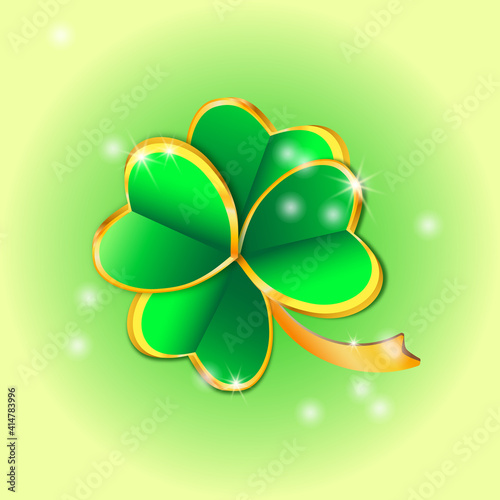 St patricks day background. Golden luck clover symbol