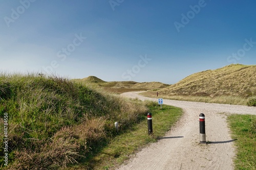 bike trail on gravel and dunes in Jutland, Denmark