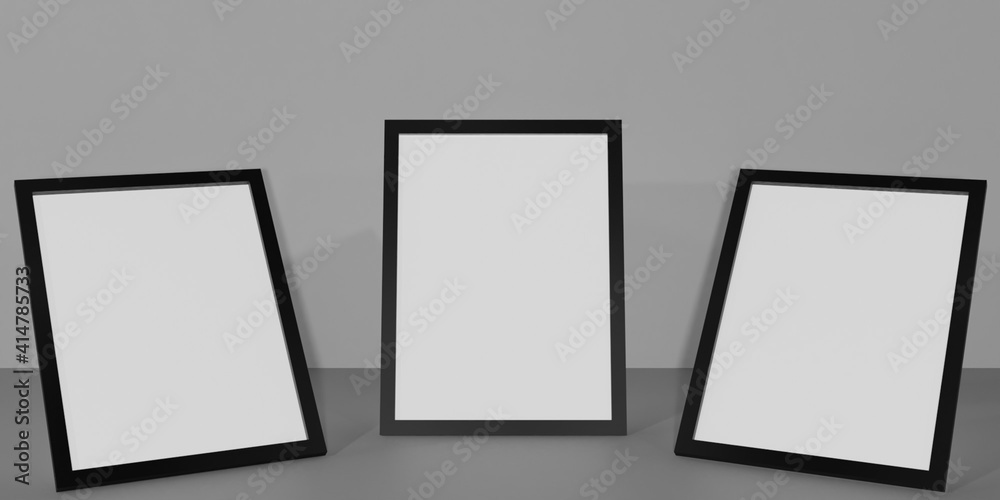 3D Rendering Three Blank Figures Background For Mock Up