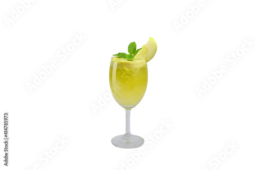 Green apple  Cold-pressed juice with clipping path, on white background