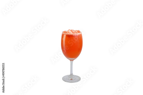 Watermelon and pineapple Cold-pressed juice  with clipping path, on white background