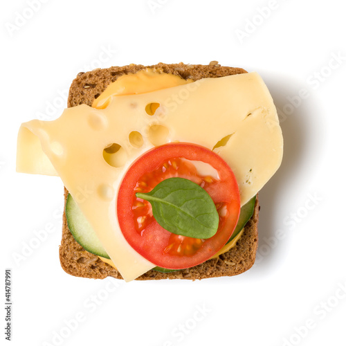 Obraz na plátně Open faced sandwich crostini isolated on white background closeup