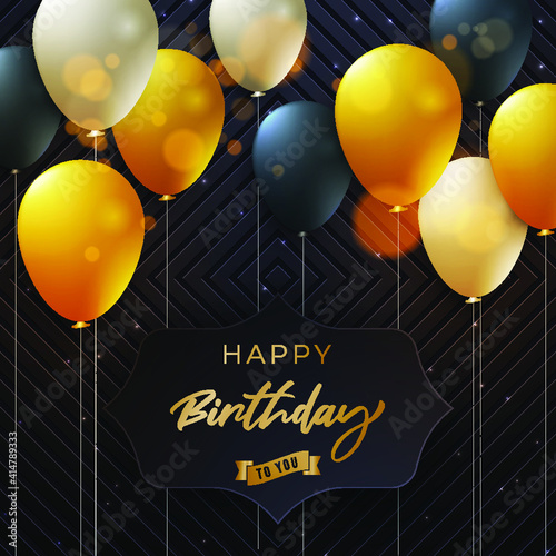 Happy Birthday Backdrop Banner Design In vector with colorful Balloons 