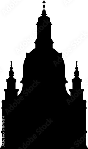 Grafik Frauenkirche Dresden schwarzweiß