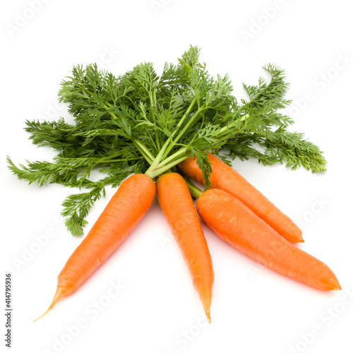 Carrot vegetable with leaves isolated on white background cutout