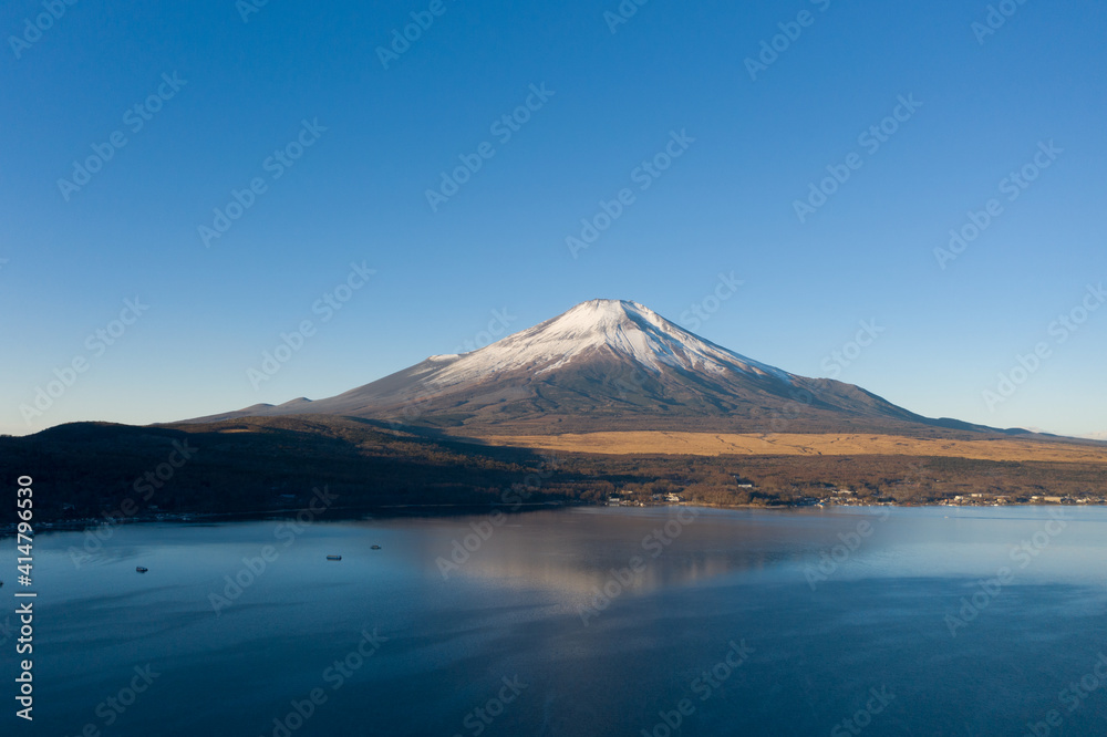 山中湖　富士山　富士五湖　空撮
