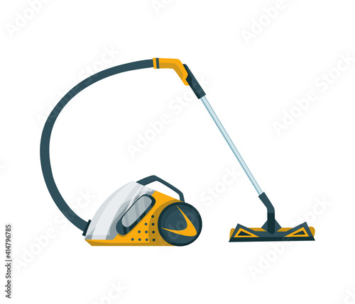 Vacuum cleaner modern icon. Carpet cleaner item or washing robot cyclone. Cartoon vector cleaning equipment for home, office or car