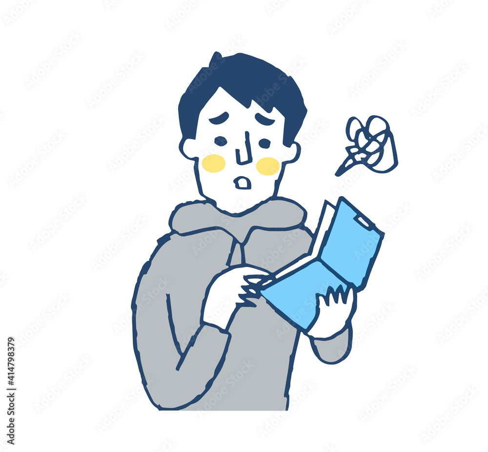 財布の中身を見る男性 財布の中身を見る男性