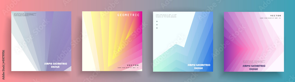Abstract geometric pattern background for brochure cover design. Blue, yellow, red, orange, pink and green vector banner template