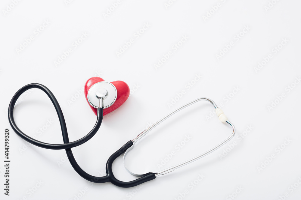 Stethoscope and heart, isolated on white background Stethoscope and heart, isolated on white background