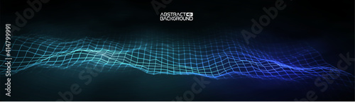 Futuristic vector illustration. Blue technology background. Big data vector. Technology wave abstract background.