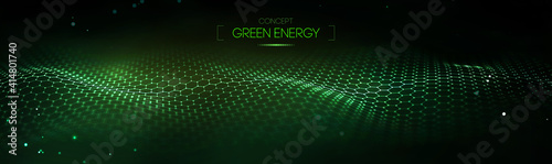 Green technology background for web. Cyber circles computer ecology and green technology. Hexagon background green abstract vector. EPS 10.