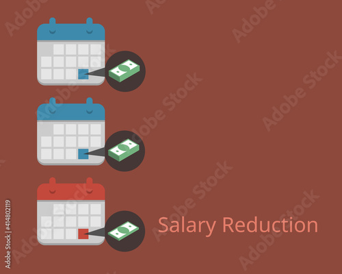 salary reduction to reduce the pay due to crisis vector