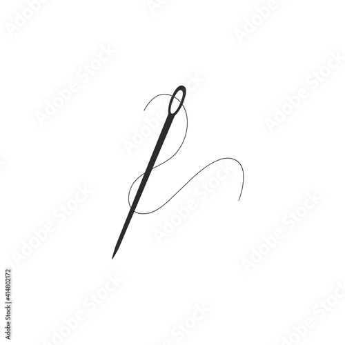 Needle and thread vector icon on white background minimalist style 