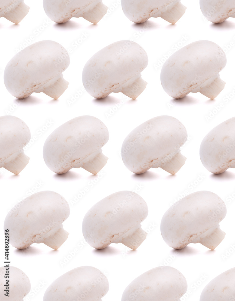 Champignon mushroom. Seamless food pattern. Champignon mushroom. Seamless food pattern.