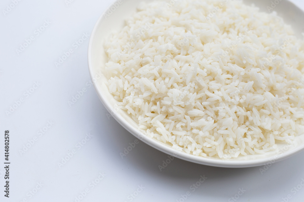 Dish of rice on white background. Dish of rice on white background.