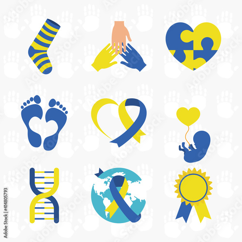 icon set of World down syndrome, colorful design