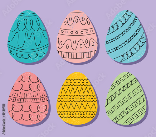 icon set of easter eggs with abstract designs, colorful design