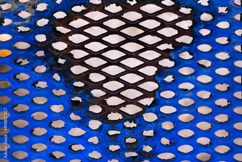 Wallpaper Mural Steel grating blue color  Torontodigital.ca