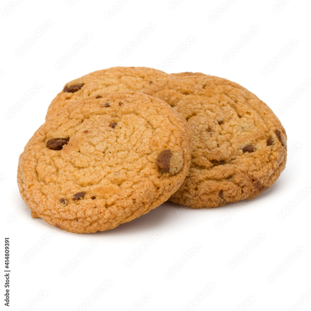 Chocolate chip cookies isolated on white background. Sweet biscuits. Homemade pastry... Chocolate chip cookies isolated on white background. Sweet biscuits. Homemade pastry...
