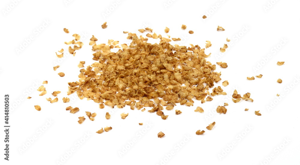 Buckwheat flakes isolated on white background. Healthy buckwheat flakes. Healthy food.