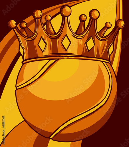 King of tennis concept, a tennis ball wearing a gold crown vector