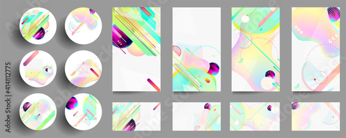 Set of cards holiday blue pink overflow background decorations in the style of abstract concept design template. Vector eps10