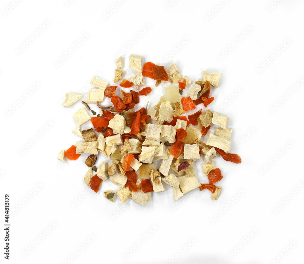 Spice mix isolated on white. Dry vegetable and spice isolated on white background. Spice mix isolated on white. Dry vegetable and spice isolated on white background.