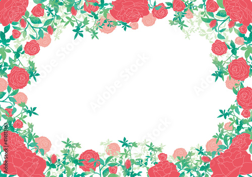 水彩風薔薇の花のセット素材　フレーム