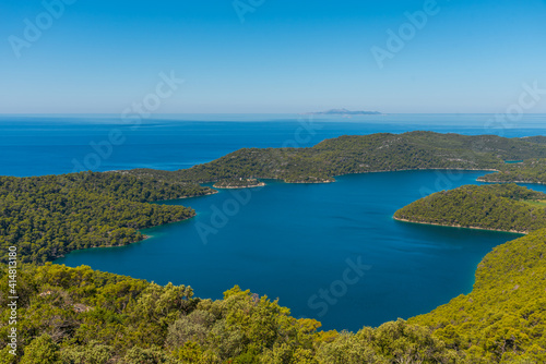 Aerial view of Veliko jezero at Mljet national park in Croatia photo