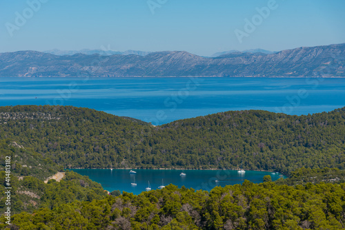 Aerial view of Mljet national park from Montokuc hill, Croatia photo