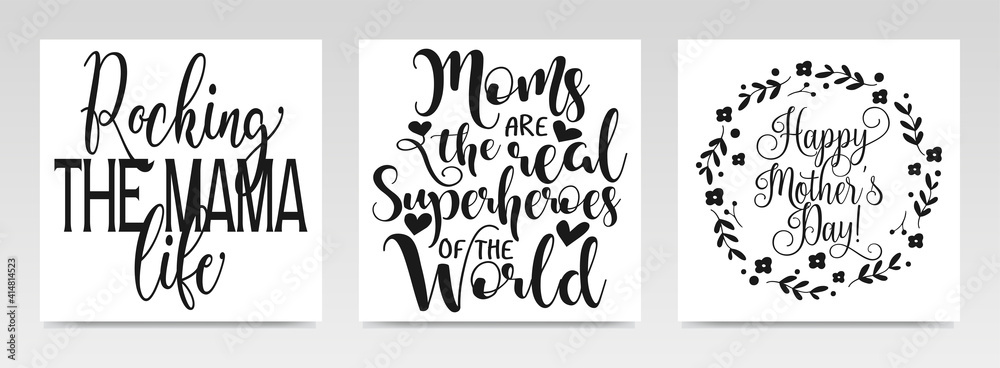Fototapeta Mother Day's quotes letter typography set illustration.