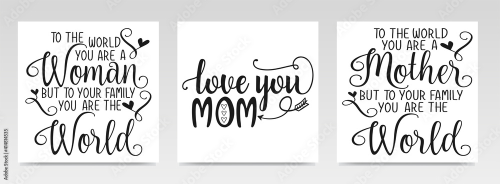 Fototapeta premium Mother Day's quotes letter typography set illustration.