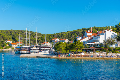 Port at Pomena village at Mljet national park in Croatia photo