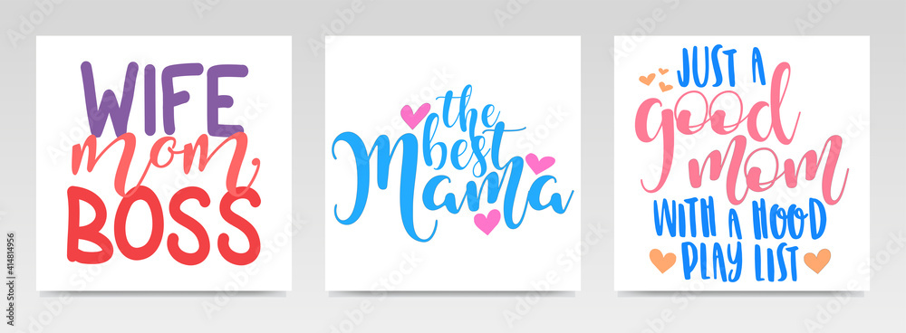 Mother Day's quotes letter typography set illustration.