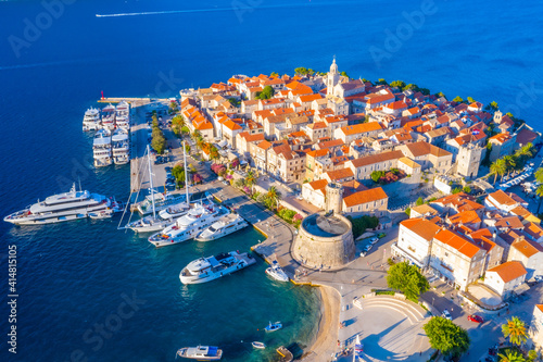 Aerial view of Croatian town Korcula