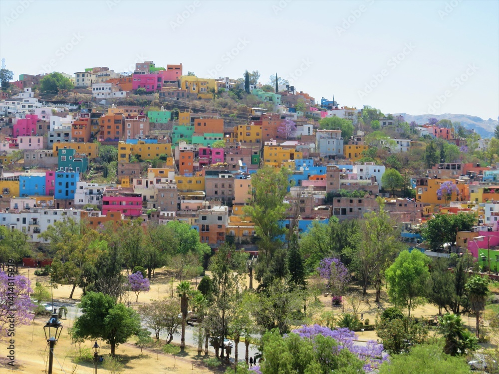 view of a colorful city of Guanajuato, Mexico 
