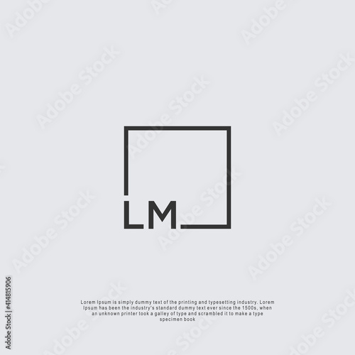 Letter LM Logo design with square frame line business consulting concept