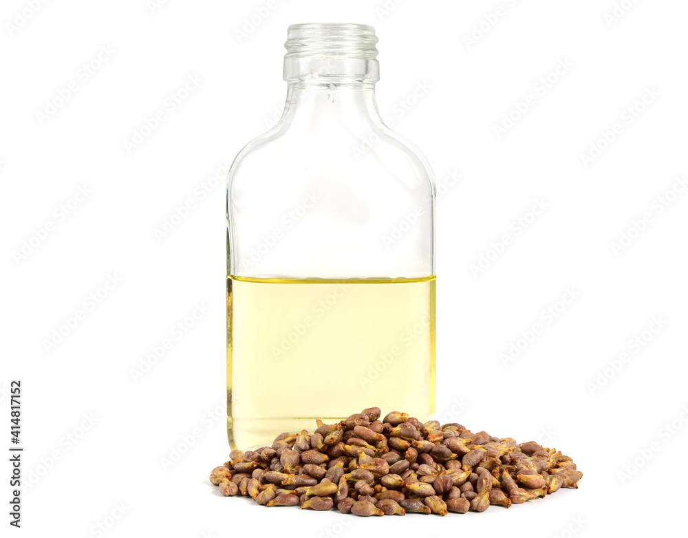 Grape Seed (Grapeseed) Oil Extract. Isolated on White. Space for Text, Logo, or Label.
