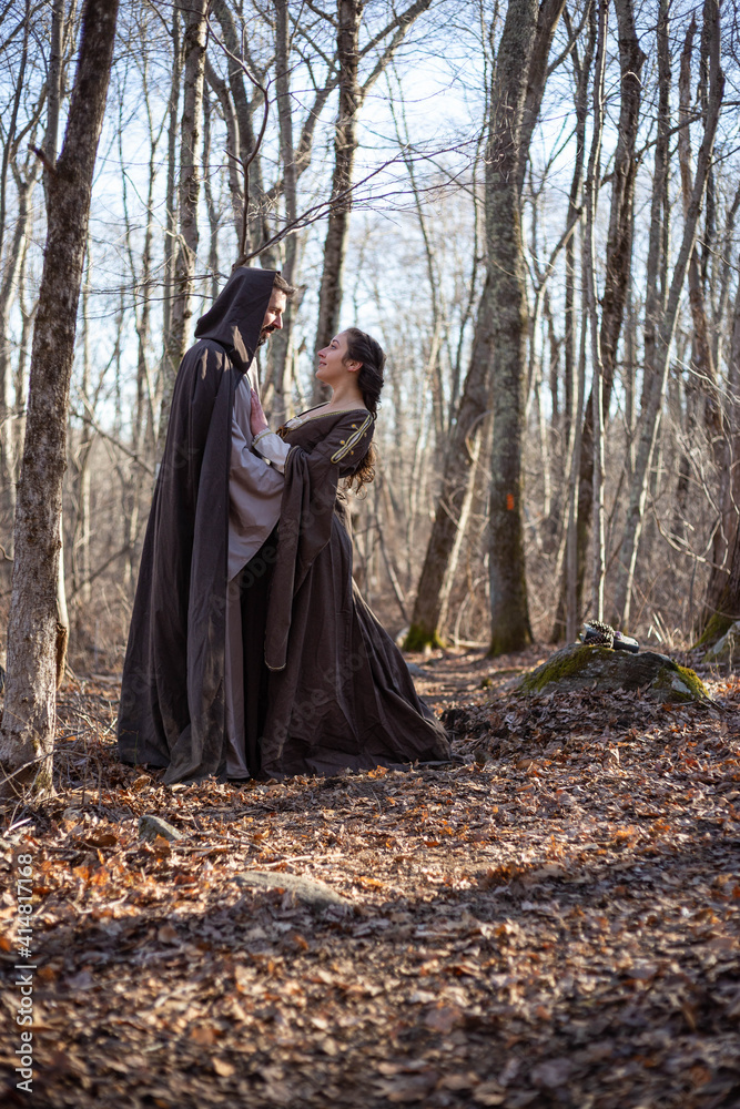 Naklejka premium Merlin and Nimue in Love